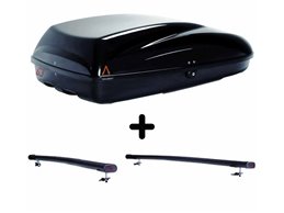 Set Baule + Barre Auto per KIA SPORTAGE dal 1996 al 2010 capiente 240 Litri Colore Nero con Chiave Barre 122 CM + Kit Attacchi