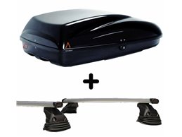 Set Baule tetto + Barre per DAEWOO KALOS dal 2002 in poi capiente 240 Litri Colore Nero con Chiave Barre 110 CM c/Kit Attacchi