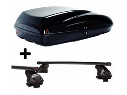Set Baule + Barre Auto per RENAULT LAGUNA dal 2000 in poi capiente 240 Litri Colore Nero con Chiave Barre 127 CM + Kit Attacchi