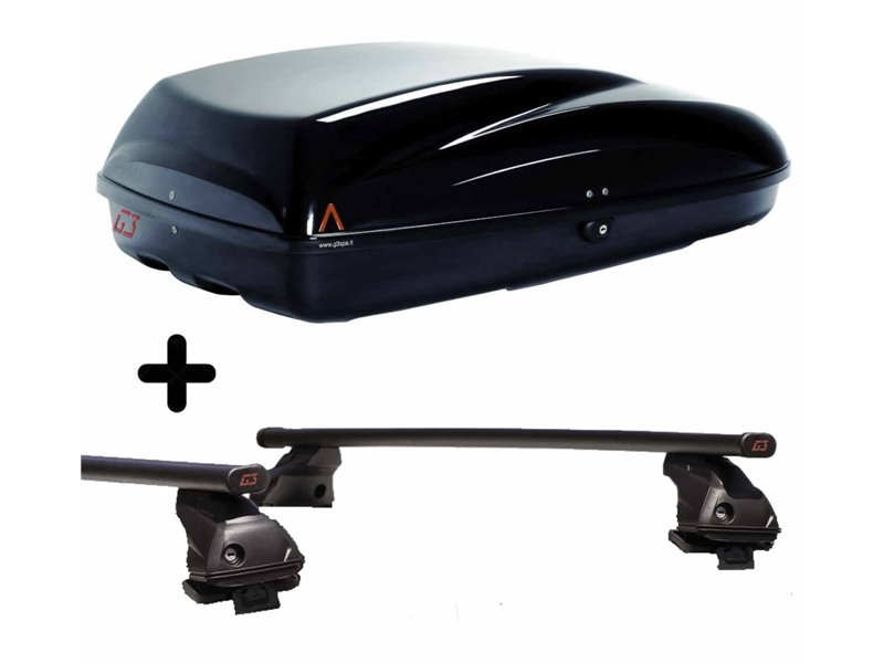 Set Baule + Barre Auto per RENAULT LAGUNA dal 2000 in poi capiente 240 Litri Colore Nero con Chiave Barre 127 CM + Kit Attacchi