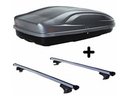 Set Baule + Barre Auto per FORD FOCUS SW dal 2004 al 2011 capiente 240 Litri in Grigio scuro con Chiave Barre 110 CM c/Serratura