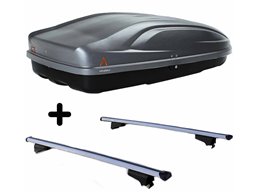 Set BOX tetto con Barre per VOLKSWAGEN TIGUAN 2016-2020 capiente 240 Litri in Grigio scuro con Chiave Barre 127 CM c/Serratura