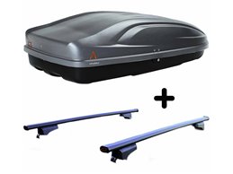 Set BOX + Barre Portatutto per OPEL ANTARA dal 2006 in poi capiente 240 Litri Grigio con Serratura Barre 110 CM + Kit Attacchi