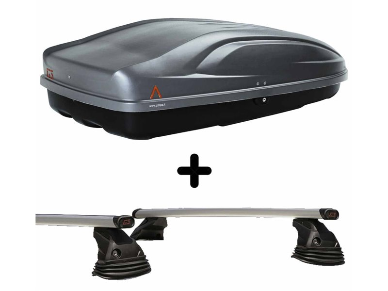 Set Baule + Barre Auto per HYUNDAI iX20 dal 2010 al 2015 capiente 240 Litri Colore Grigio con Chiave Barre 127 CM c/Kit Attacchi