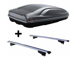 Set BOX + Barre Portatutto per CITROEN C4 CACTUS 2014-2018 capiente 330 Litri Colore Grigio con Chiave Barre 110 CM c/Serratura