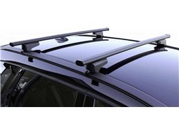Set BOX + Barre Portatutto per DAEWOO TACUMA / REZZO 2005 capiente 330 Litri Grigio con Serratura Barre 110 CM + Kit Attacchi