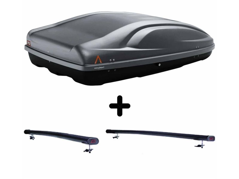 Set Baule + Barre Auto per MERCEDES 200T dal 1995 in poi capiente 330 Litri Colore Grigio con Chiave Barre 122 CM + Kit Attacchi