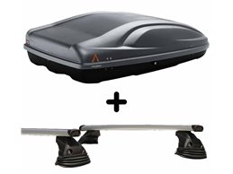 Set Baule + Barre Auto per JEEP RENEGADE dal 2018 in poi capiente 330 Litri Colore Grigio con Chiave Barre 127 CM c/Kit Attacchi