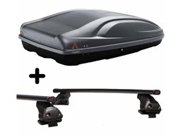 Set Baule + Barre Auto per DAEWOO NUBIRA dal 2002 al 2005 capiente 330 Litri Grigio con Serratura Barre 127 CM + Kit Attacchi