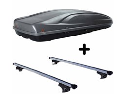 Set Baule + Barre Auto per FORD FOCUS SW dal 2004 al 2011 capiente 390 Litri in Grigio scuro con Chiave Barre 110 CM c/Serratura