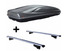 Set BOX tetto con Barre per NISSAN QASHQAI dal 2013 al 2021 capiente 390 Litri Colore Grigio con Chiave Barre 127 CM c/Serratura