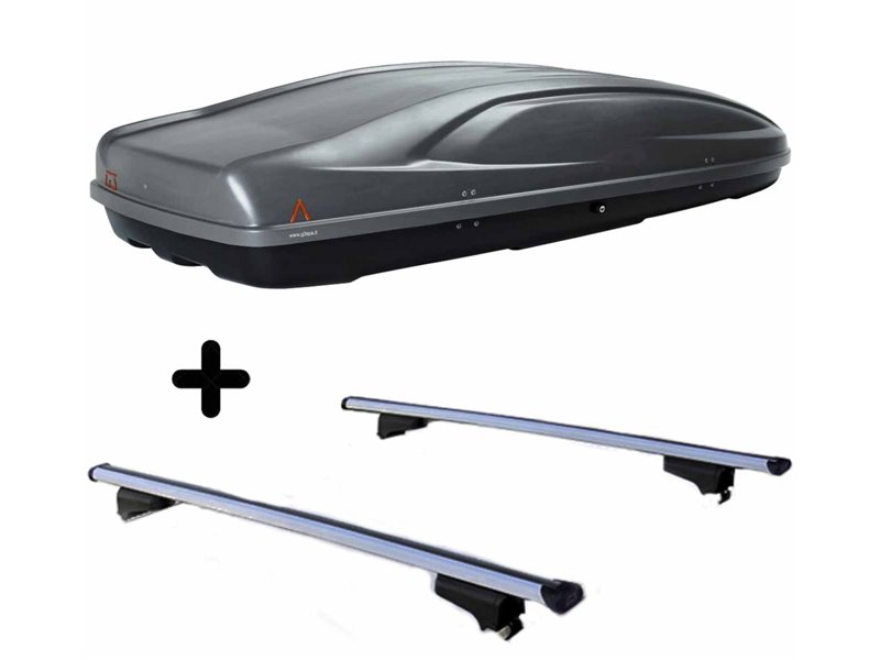 Set BOX tetto con Barre per MERCEDES EQA del 2021 capiente 390 Litri in Grigio scuro con Serratura Barre 127 CM c/Serratura
