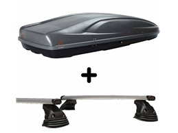 Set Baule + Barre Auto per CITROEN C4 dal 2011 al 2019 capiente 390 Litri in Grigio scuro con Chiave Barre 127 CM c/Kit Attacchi