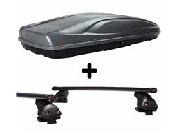 Set Baule tetto + Barre per CLASSE A/COUPE dal 2005 al 2012 capiente 390 Litri Grigio con Serratura Barre 110 CM + Kit Attacchi