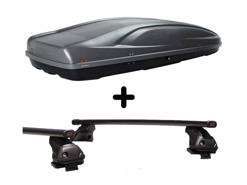 Set Baule tetto + Barre per CLASSE A/COUPE dal 2005 al 2012 capiente 390 Litri Grigio con Serratura Barre 110 CM + Kit Attacchi