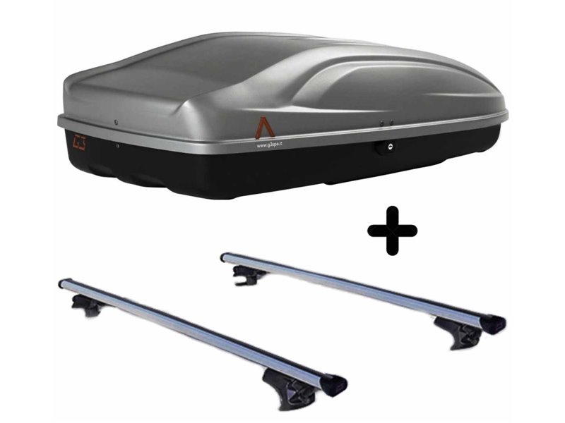 Set Baule + Barre Auto per SUBARU IMPREZAdal 1992 al 2007 capiente 240 Litri Colore Grigio con Chiave Barre 110 CM c/Serratura