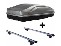 Set BOX + Barre Portatutto per INFINITI FX / FX 30D 2002-2010 capiente 240 Litri Grigio con Serratura Barre 127 CM c/Serratura