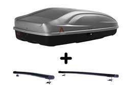 Set Baule + Barre Auto per HYUNDAI ATOS dal 1998 al 2000 capiente 240 Litri Colore Grigio con Chiave Barre 122 CM + Kit Attacchi