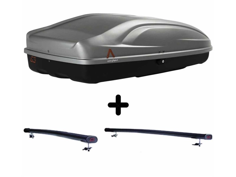 Set Baule + Barre Auto per HYUNDAI ATOS dal 1998 al 2000 capiente 240 Litri Colore Grigio con Chiave Barre 122 CM + Kit Attacchi