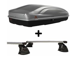 Set Baule + Barre Auto per SEAT IBIZA dal 2008 al 2016 capiente 240 Litri Colore Grigio con Chiave Barre 127 CM c/Kit Attacchi