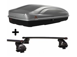 Set Baule + Barre Auto per TOYOTA COROLLA dal 2002 al 2006 capiente 240 Litri Grigio con Serratura Barre 127 CM + Kit Attacchi