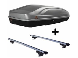 Set Baule + Barre Auto per PEUGEOT 206 SW dal 2002 al 2007 capiente 330 Litri Grigio con 2 Serrature Barre 110 CM c/Serratura