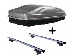 Set BOX + Barre Portatutto per BMW SERIE 5 Touring 2004-2010 capiente 330 Litri Grigio con 2 Serrature Barre 127 CM c/Serratura