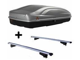 Set BOX + Barre Portatutto per MEGANE GRANTOUR dal 2003 capiente 330 Litri Colore Grigio con 2 Chiavi Barre 110 CM c/Serratura