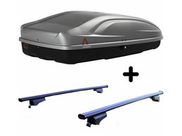 Set BOX + Barre Portatutto per VOLVO XC40 dal 2018 in poi capiente 330 Litri Grigio con 2 Serrature Barre 127 CM + Kit Attacchi