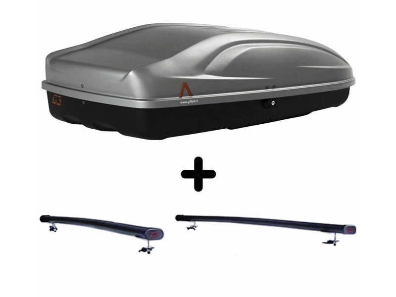 Set Baule + Barre Auto per OPEL SINTRA dal 1999 in poi capiente 330 Litri Colore Grigio con 2 Chiavi Barre 122 CM + Kit Attacchi