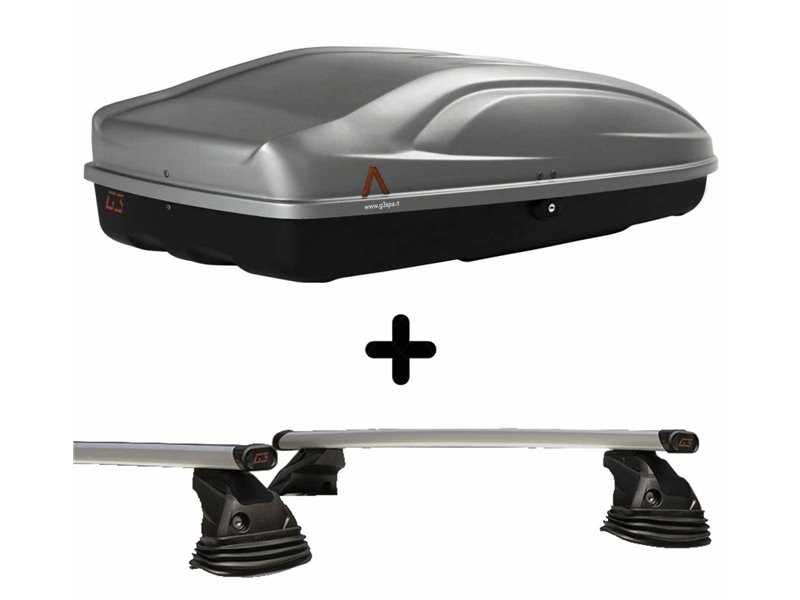 Set Baule tetto + Barre per FORD MONDEO/SW dal 2007 al 2013 capiente 330 Litri Grigio con 2 Chiavi Barre 110 CM c/Kit Attacchi