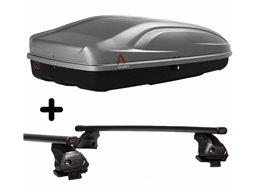 Set Baule tetto + Barre per CITROEN C3 dal 2016 in poi capiente 330 Litri Colore Grigio con 2 Chiavi Barre 110 CM + Kit Attacchi