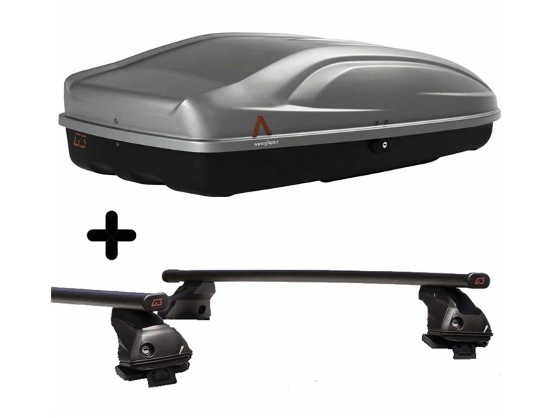 Set Baule tetto + Barre per CITROEN C3 dal 2016 in poi capiente 330 Litri Colore Grigio con 2 Chiavi Barre 110 CM + Kit Attacchi