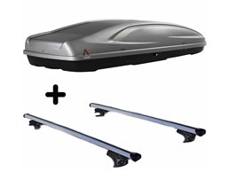 Set BOX + Barre Portatutto per VW PASSAT VARIANT anni 2010 2012 capiente 390 Litri Grigio con 2 Chiavi Barre 127 CM c/Serratura