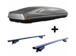 Set BOX + Barre Portatutto per CITROEN C4 CACTUS 2014-2018 capiente 390 Litri Grigio con 2 Serrature Barre 110 CM + Kit Attacchi