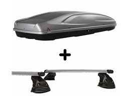 Set Baule + Barre Auto per DS DS5 dal 2012 al 2019 capiente 390 Litri in Grigio lucido con 2 Chiavi Barre 127 CM c/Kit Attacchi