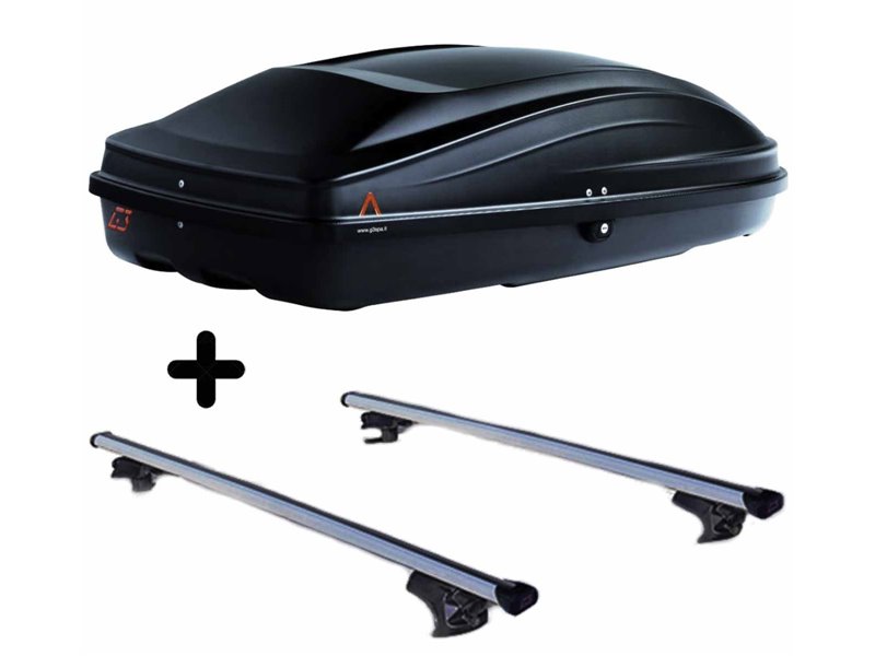 Set Baule + Barre Auto per FIAT PALIO WEEKEND del 1996 capiente 240 Litri Colore Nero con Serratura Barre 110 CM c/Serratura