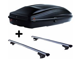 Set BOX + Barre Portatutto per KIA SPORTAGE dal 1996 al 2010 capiente 240 Litri Colore Nero con Chiave Barre 127 CM c/Serratura