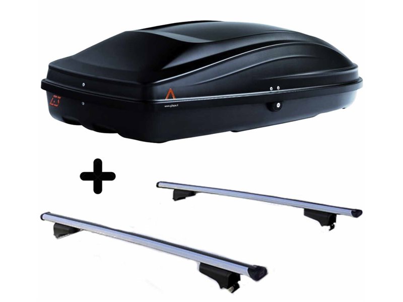 Set BOX + Barre Portatutto per AUDI 80 AVANT dal 1996 in poi capiente 240 Litri Colore Nero con Chiave Barre 110 CM c/Serratura