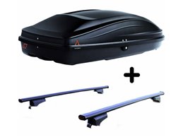 Set BOX + Barre Portatutto per DACIA DUSTER dal 2022 in poi capiente 240 Litri Nero con Serratura Barre 110 CM + Kit Attacchi