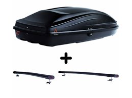 Set Baule + Barre Auto per A6 AVANT/A6 ALLROAD 2000-2012 capiente 240 Litri Colore Nero con Chiave Barre 122 CM + Kit Attacchi