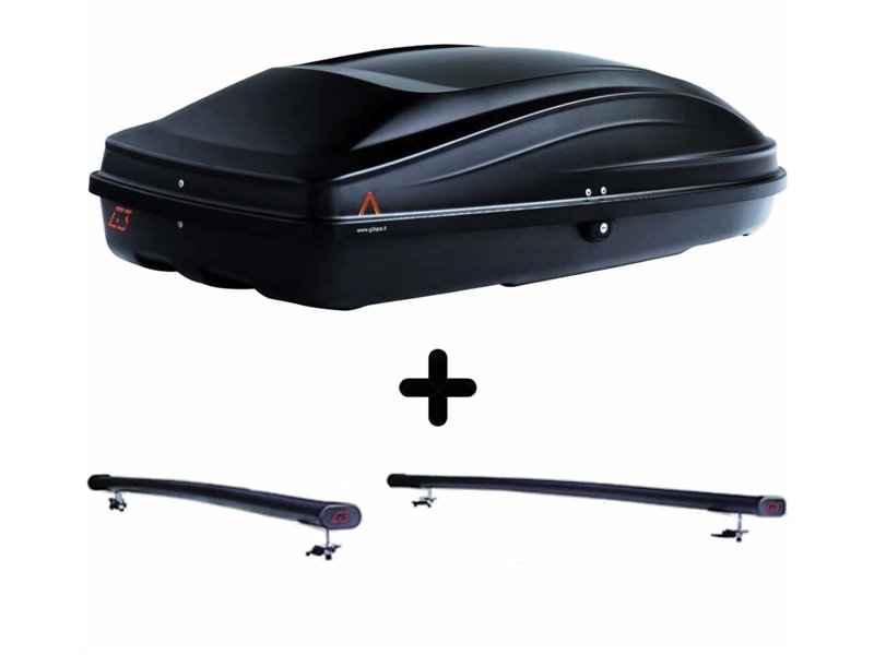 Set Baule + Barre Auto per BMW SERIE 5 Touring 2004-2010 capiente 240 Litri Colore Nero con Chiave Barre 122 CM + Kit Attacchi