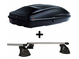 Set Baule tetto + Barre per DACIA LOGAN dal 2004 al 2008 capiente 240 Litri Colore Nero con Chiave Barre 110 CM c/Kit Attacchi