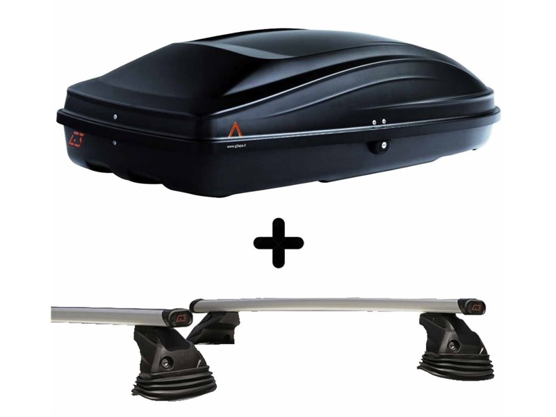 Set Baule + Barre Auto per FORD C-MAX del 2003 2007 2010 capiente 240 Litri Colore Nero con Chiave Barre 127 CM c/Kit Attacchi