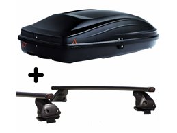 Set Baule tetto + Barre per MERCEDES CLA/CLA Shooting Brake capiente 240 Litri Nero con Serratura Barre 110 CM + Kit Attacchi