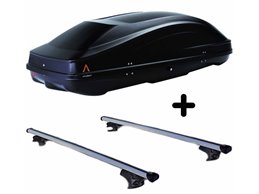Set BOX + Barre Portatutto per DACIA LOGAN MCV dal 2016 in poi capiente 370 Litri Nero con 2 Serrature Barre 127 CM c/Serratura