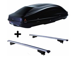 Set BOX + Barre Portatutto per NISSAN PATHFINDER 2005-2010 3/5P capiente 370 Litri Nero con 2 Serrature Barre 110 CM c/Serratura