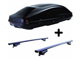 Set BOX + Barre Portatutto per NISSAN PATHFINDER 2005-2010 3/5P capiente 370 Litri Nero con 2 Chiavi Barre 110 CM + Kit Attacchi