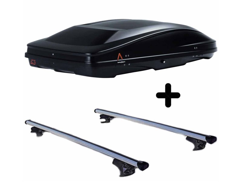 Set Baule + Barre Auto per JAGUAR X-TYPE dal 2004 al 2008 capiente 420 Litri Colore Nero con 2 Chiavi Barre 110 CM c/Serratura