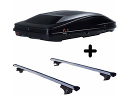 Set BOX + Barre Portatutto per A6 AVANT/A6 ALLROAD 2000-2012 capiente 420 Litri Nero con 2 Serrature Barre 127 CM c/Serratura